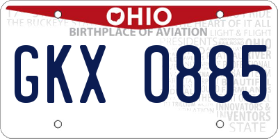 OH license plate GKX0885