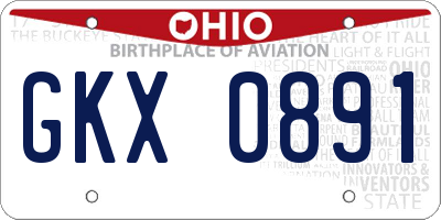OH license plate GKX0891