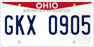 OH license plate GKX0905