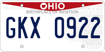 OH license plate GKX0922