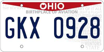OH license plate GKX0928