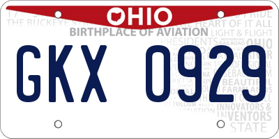 OH license plate GKX0929