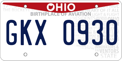 OH license plate GKX0930