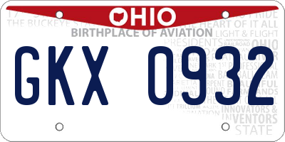 OH license plate GKX0932