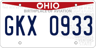 OH license plate GKX0933