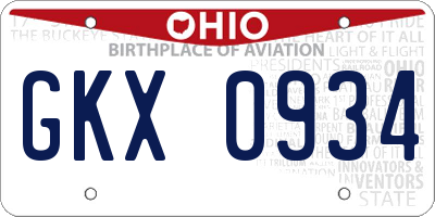 OH license plate GKX0934