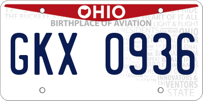 OH license plate GKX0936