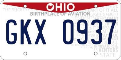 OH license plate GKX0937