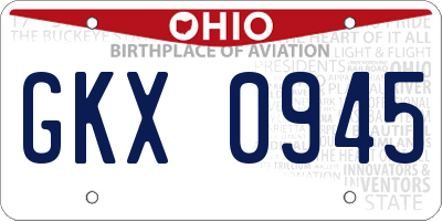 OH license plate GKX0945