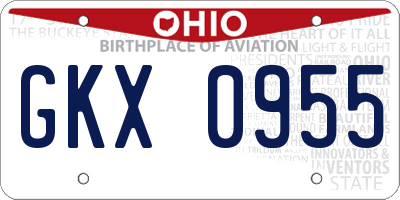 OH license plate GKX0955