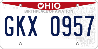 OH license plate GKX0957