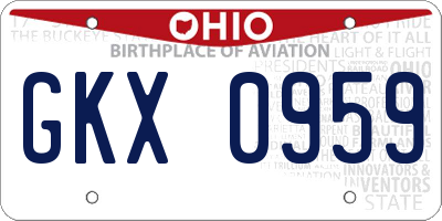 OH license plate GKX0959