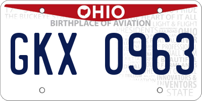 OH license plate GKX0963