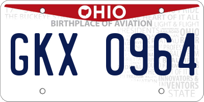 OH license plate GKX0964