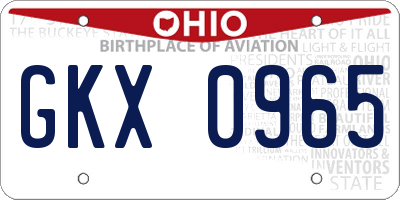 OH license plate GKX0965