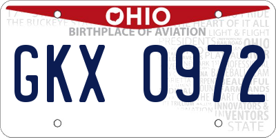 OH license plate GKX0972