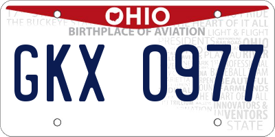 OH license plate GKX0977