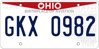OH license plate GKX0982