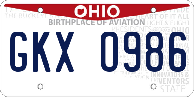OH license plate GKX0986