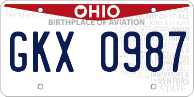 OH license plate GKX0987