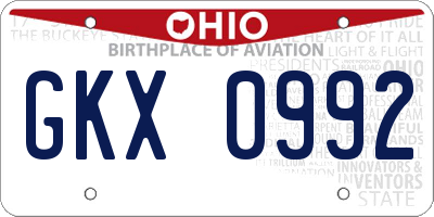 OH license plate GKX0992