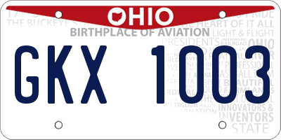 OH license plate GKX1003