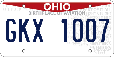 OH license plate GKX1007