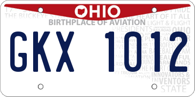 OH license plate GKX1012