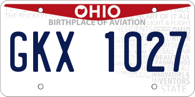 OH license plate GKX1027