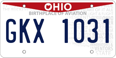OH license plate GKX1031
