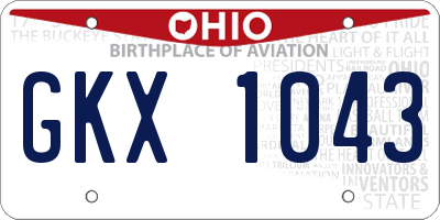 OH license plate GKX1043