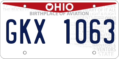 OH license plate GKX1063