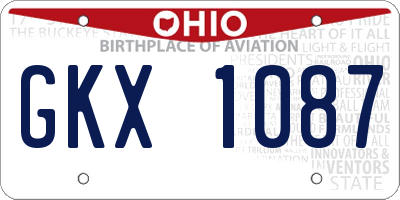 OH license plate GKX1087
