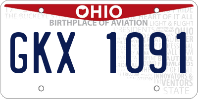 OH license plate GKX1091