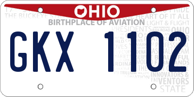 OH license plate GKX1102