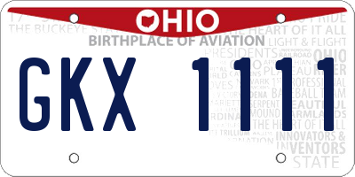 OH license plate GKX1111