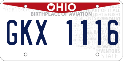 OH license plate GKX1116