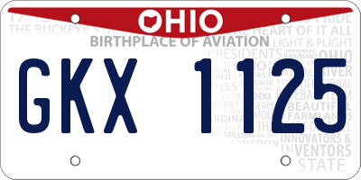 OH license plate GKX1125