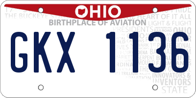 OH license plate GKX1136