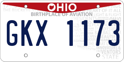 OH license plate GKX1173