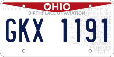OH license plate GKX1191