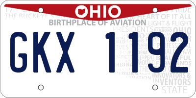 OH license plate GKX1192