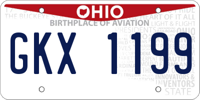 OH license plate GKX1199
