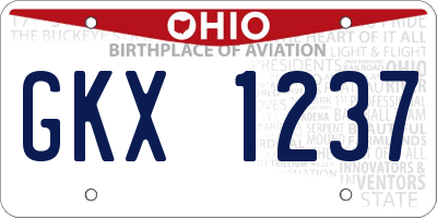 OH license plate GKX1237