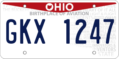 OH license plate GKX1247