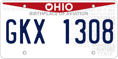OH license plate GKX1308