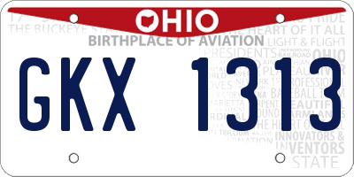 OH license plate GKX1313