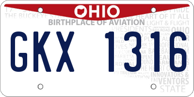 OH license plate GKX1316