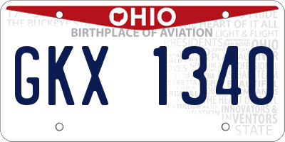 OH license plate GKX1340