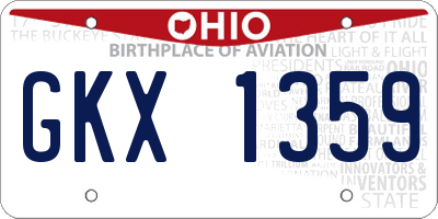 OH license plate GKX1359